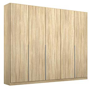 Rauch Möbel Alabama, Kleiderschrank für Schlafzimmer, Kinderzimmer, Wohnzimmer, Garderobe, Flur, 5-türig, mit Zubehör Premium, Farbe Eiche Sonoma, Holz, Breite 226 cm