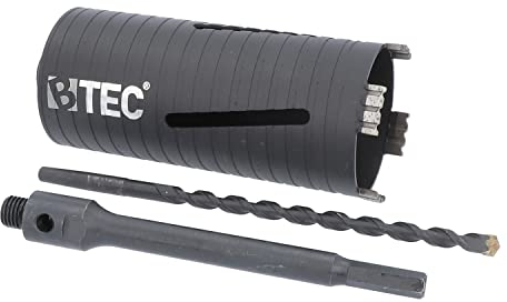 Premium Diamant Bohrkrone Beton Nutzlänge 180 mm, Sechskant lang (200mm) Aufnahme und Zentrierbohrer 82 mm