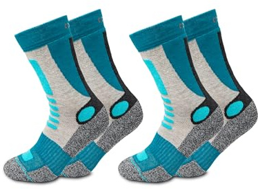 Occulto Damen Wandersocken 2er Pack (Modell: Gerlinde) Türkis-Grau 39-42