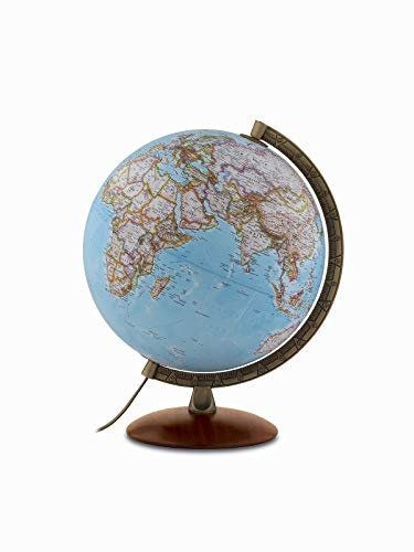 National Geographic Edge Classic Globe | Illuminated | Base in beechwood and metallic meridian |Political and physical map by National Geographic | Text in English | 30cm Diameter
