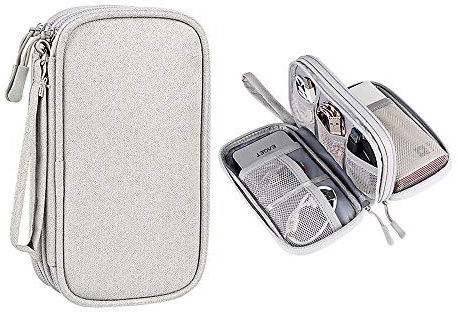 Hosoncovy Power Bank Organizer Bag - USB Flash Drive & External Hard Drive Case (Gray)