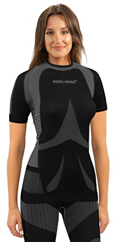 sesto senso Damen Funktionsunterwäsche Kurzarm Shirt Sportunterwäsche L Grau