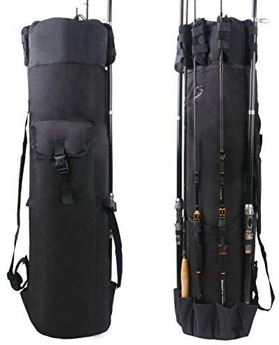 JOGFFDE Fishing Pole Rod Holder Bags, Fishing Organizer Case Carrier Reel Pole Storage Bags Waterproof Fishing Gear Organizer Travel Carry Bags