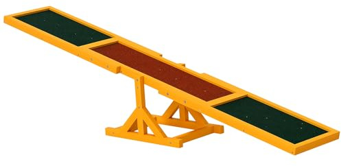 PawHut Agility Sport pour Chien Bascule - Bascule pour Chien - équipement Entrainement Chien - Bois pré-huilé Feutre bitumé antidérapant Brique Vert