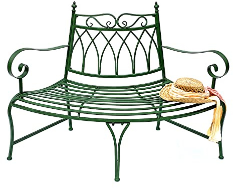 DanDiBo Gartenbank Wetterfest Halbrund aus Metall Grün 93996 140cm Bank Metallbank Sitzbank Garten