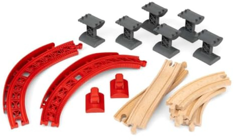 BRIO World Schienenpaket Berg und Tal - 16 Teile - Spielzeug ab 3 Jahre | Schienenset, BRIO Holzeisenbahn-Zubehör, Kleinkindspielzeug, Geschenk für Jungen und Mädchen