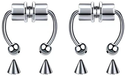 LuLiyLdJ Magnetischer Septum Nasenring aus Edelstahl - Hufeisen & Wiederverwendbarer Hoop Nasenring - Nicht durchdringende Creolen aus Edelstahl