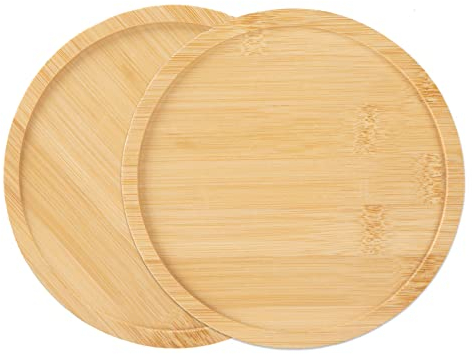 Bambus-Untertasse, 26.7 cm Blumentopfuntersetzer, 25.4 cm Kaktus-Pflanztablett, rundes Bambus-Tablett für moderne Keramik-Blumentöpfe, Blumentopf-Ablage, Löffelhalter, Küchenutensilienablage