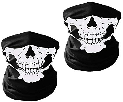 2 Pcs Motorcycle Face Skull Mask Half Face Motorbike Neck Headwear Outdoor Ski Skull Party Masks Sport Halloween Mask for Bike Motor Cycling