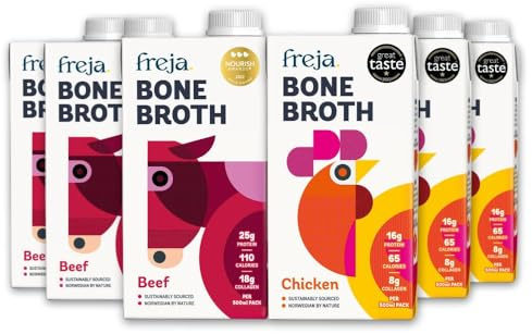 Bone Broth | Best Bone Broth Bundle | Beef & Chicken | 6x 500ml Cartons | Premium Liquid Sipping Broth | Low Calorie | High Protein & Collagen | Not from Concentrate, Powder or Cubes