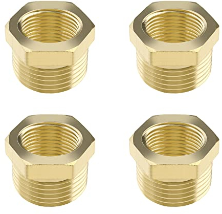 The Lord of the Tools 4 Stück Buchsen-Reduzierverbinder 1/2 Zoll männlich auf 3/8 Zoll Innengewinde Rohrverschraubung Adapter Sechskant-Messing-Konverter für Garten Wasserleitung