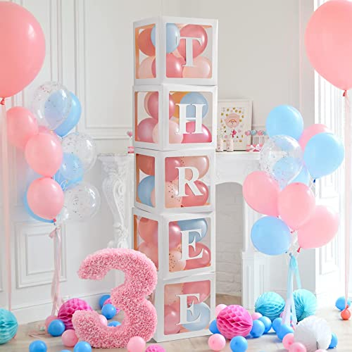 59 scatole per decorazioni per baby shower per ragazzi ragazze, scatole per palloncini trasparenti bianche con 54 lettere (2 set di BABY+A-Z), rivelazione di genere, nome personalizzato