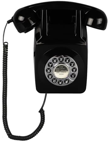 Telefono da parete, telefono fisso con filo per la casa, telefono retrò montato a parete, telefoni antichi anni '60, telefono analogico a linea singola con suoneria forte per anziani (nero)