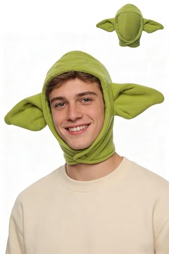 Grüner Plüsch Beanie mit Ohren Niedliche Wintermütze Cosplay Hut mit Ohr
