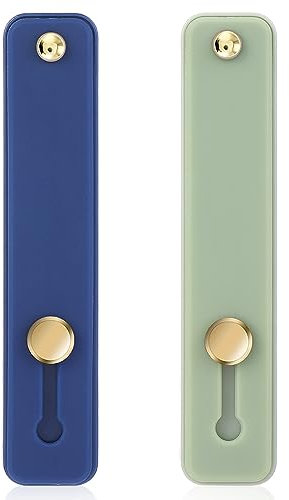 WLLHYF 2Pcs Phone Loop Holder, Silicone Grip Strap Stand Universal Portable Finger Kickstand for Most Smartphones (2pcs-Green/Navy Blue)