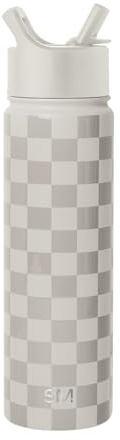 Simple Modern Borraccia Termica con Cannuccia | Bottiglia Acqua in Acciaio Inossidabile Isolato per Sport e Palestra | Summit | 650ml | Checkmate