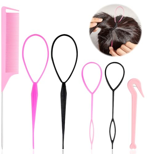 Kit Accessoires de Coiffure - Lot de 6 Outils Tressage pour Styles Variés - Parfait pour Débutantes et Enfants - Accessoires de Coiffure pour Femmes et Filles