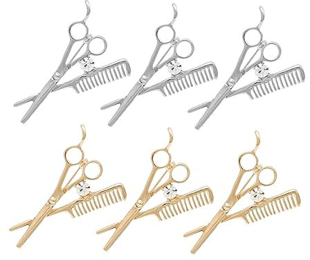 Garneck 6stücke Scherekamm-brosche Herrenschmuck Friseurbrosche Geschenk Brosche Scherenkammform Schmuck Für Hut Hemd Schürze