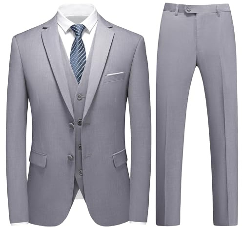 KUDMOL Costume Homme 3 Pièces Slim Fit à Deux Boutons Blazer Pantalon Gilet | Smokimg Veste Couleur Unie Costumes pour Mariage Business Fête Confort