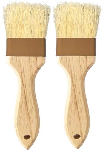 NXRACSH Pastry Brush,2 inch Basting Brush for Cooking and Baking,Natural Bristle Food Brush for Oil & Sauce,No Bristles off,Easy Clean,Durable Kitchen Marinade Butter Culinary Utensil (2 Pack)