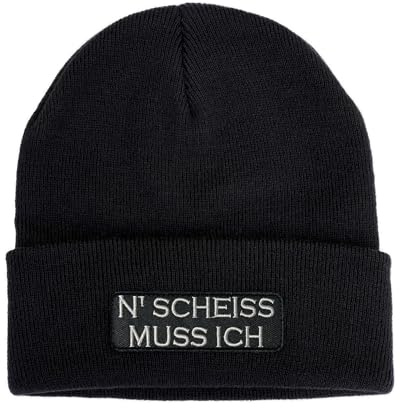 No Face No Name Mütze N Scheiss muss ich in schwarz I Unisex I bestickter Aufnäher I Beanie Strickmütze Wintermütze