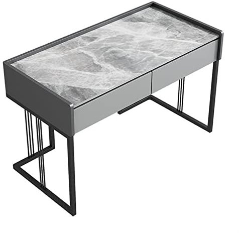 Tavolo da Ufficio Scrivania for PC portatile in ardesia nordica con cassetti Semplice postazione di lavoro for PC di lusso for la camera da letto dell'home office, struttura stabile in ferro battuto S