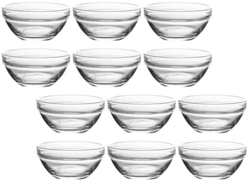 HOLIDYOYO Ensemble De Bols En Verre RéSistants À La Chaleur - 12 PièCes Bols À MéLanger Transparent Pour Salades PréParation De Repas Et Conservation Des Aliments - 6.00 Cm