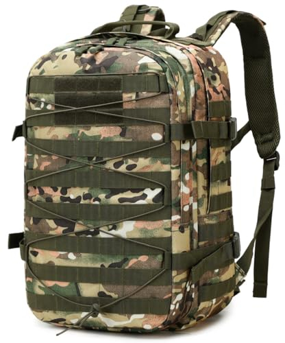 ORILOOSEN Taktischer Rucksack mit 35 l Fassungsvermögen, Militär-Rucksack, Segeltuch-Rucksack, Kletter-/Camping-/Wanderrucksack, tarnfarbe, Large, Taktischer Rucksack