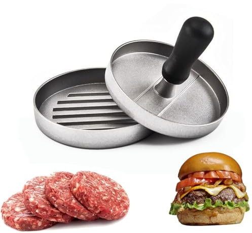 EHIOG Edelstahl Smash Burgerpresse, 4.7 Zoll Round Aluminium Burgerpresse Grillzubehör, Hamburgerpresse für Flat Top Grill, Squeeze Grease, Leicht zu Reinigen, Hamburger Patty Maker