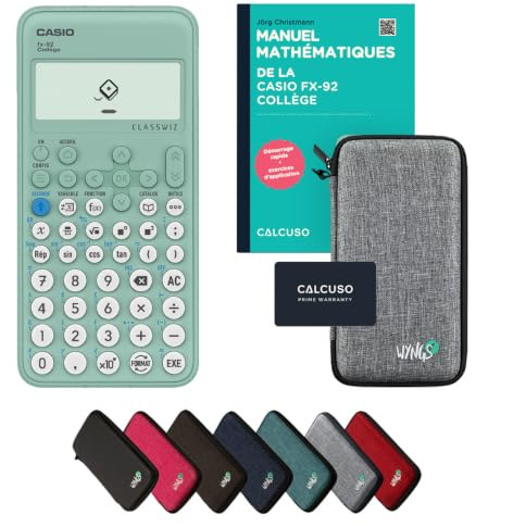 Casio fx-92 Collège Incl. Funda Protectora Gris Claro y Libro especializado (88 páginas, DIN A5) – Calculadora científica – Smart Set (Francés)