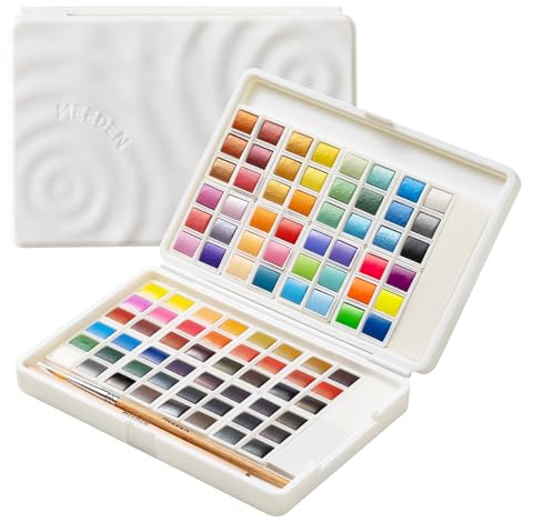MEEDEN Aquarellfarben Set 96 Farben, Wasserfarben Set mit Abnehmbaren Blöcken, Palette und Aquarellzubehör, Watercolor Kit Künstlerbedarf für Einsteiger und Profis