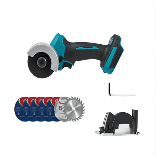 Mini smerigliatrice angolare a batteria compatibile con Makita 18V batteria, 76 mm 20000 giri/min smerigliatrice brushless con 5 dischi abrasivi, 2 dischi da taglio e parapolvere (senza batteria)