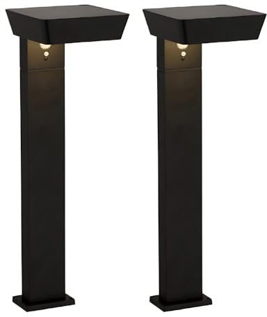 ENOVALITE 2er Set Solar Wegeleuchte mit Bewegungsmelder - 3 Lichtmodi - 3000K Warmweiß - IP54 wetterfest - Aluminium - eckige LED Außenleuchte Pollerleuchte Garten Terrasse