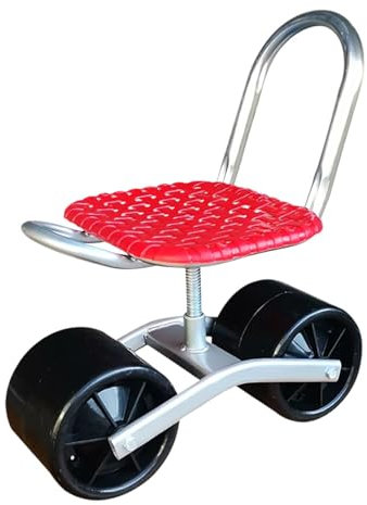 Garden Weeding Stool Garden Tipping Cart Dump Truck Outdoor Wagon Seat Bench Trolley Wagon With Seats Garden Stools To Sit On Rolling Garden Seat (Red)