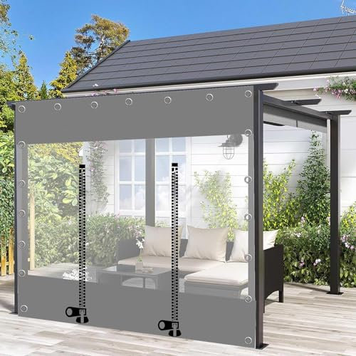 Pergola-Plane mit Reißverschluss, transparent, wasserdicht, für den Außenbereich, PVC-Kunststoff, Abdeckfolie für Pergola-Seitenteile, 1,2 x 1,8 m