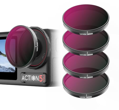 BRDRC ND Filter for DJI Osmo Action 5 Pro Action 4 3, 4-Pack ND8PL ND16PL ND32L ND64PL Snap On Lens Filters Set Polarizing Neutral Density Accessories