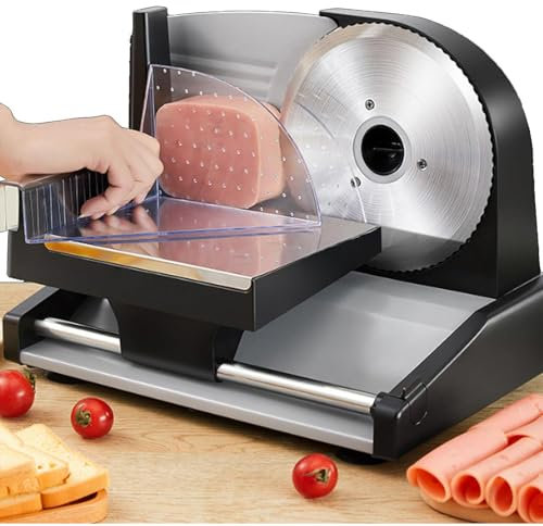 GXLDIANPU Cortadora De Carne Y Alimentos De 200 W, Cortadora Eléctrica De Alimentos Deli, Ajuste De Grosor De 1-15 Mm, con Cuchillas Extraíbles De 19 Mm, para Pan De Queso con Carne