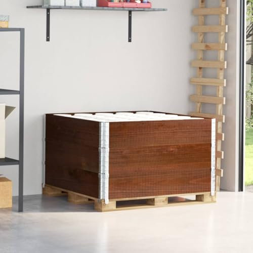 Juroupi Pallet Collars 3 pcs Brown 100x100 cm Solid Wood Pine,Pallet Collars,Versatile for Storage or Raised Garden Bed,Space Saving-3295377
