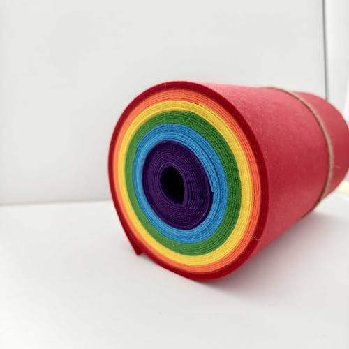 KLETTEREI Farbige Filz,Bastelfilz 1mm Regenbogenfarben,Polyester felt, filz basteln für Handarbeit DIY Handwerk Nähen Patchwork Scrapbooking Crafts,150 cm lang, 20 cm breit