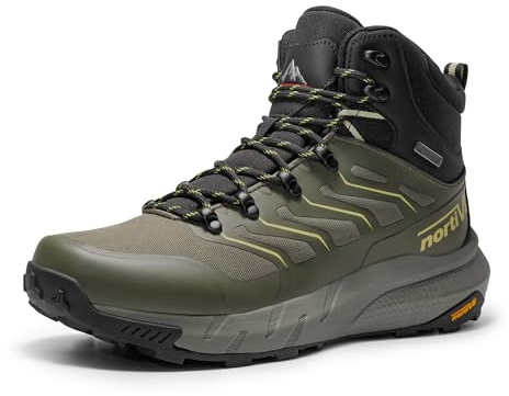 NORTIV 8 Herren-Wanderstiefel, wasserdichte Outdoor-Trekkingstiefel,Size 43,Olive,NMUMHB2502