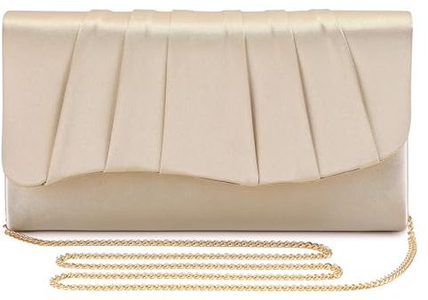 UBaymax Satin Clutch Klein, Abendtasche Damen mit Abnehmbarer Kette | Elegant Envelope Täschchen für Hochzeit, Party, Ball & Cocktail