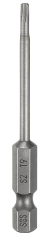 sourcing map Punta per cacciavite a testa Torx T9 da 1/4 di pollice con gambo esagonale da 65 mm (65 mm) a prova di manomissione, punta a stella a 6 punti, cacciavite industriale in acciaio S2