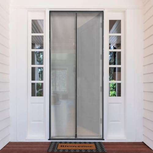 MadeInNature Moustiquaire Magnétique Recoupable Passage Intensif, Porte, Porte Fenêtre, Baie vitrée, Moustiquaire aimanté avec encadrement Sans perçage, Taille au choix (Gris, Largeur 100cm x 220 cm)