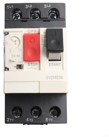 URPIZY GV2-ME08C Disjoncteur de protection du moteur 2,5-4 A Protection contre les surcharges Protection contre les courts-circuits Thermique Magnétique Compact Léger Disjoncteur pour distribution de