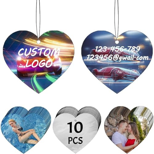 10-100pcs Duftbaum Auto Personalisiert - duftbaum Auto mit eigenem Bild/Foto/Text/Logo, Personalisierte Foto-Lufterfrischer, ideal für Familie und Geschenke (Herz)
