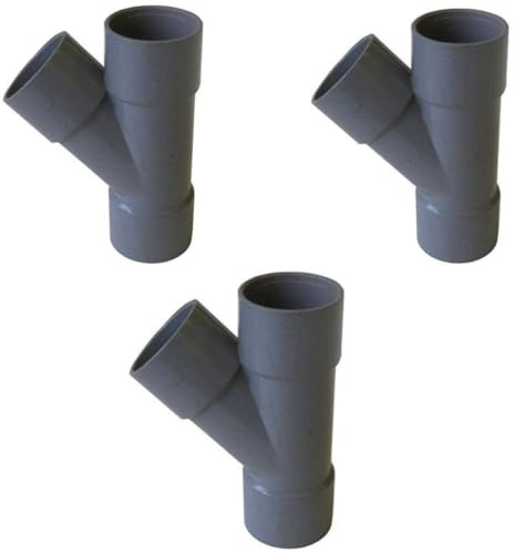 PVC Y-Branch Pipe Fitting, 32mm, Grey, Pack of 3, Solvent Weld Waste