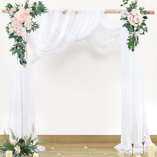 2 Panels 30x26.25Ft Wedding Arch Draping Fabric,Sheer Tulle Curtains Drape
