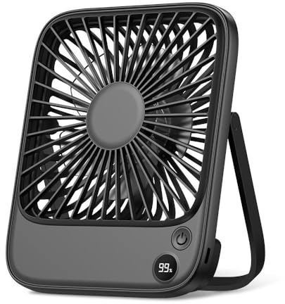 NYSDM - Mini ventilador eléctrico portátil recargable para camping, batería de 2000 mAh, ventilador de escritorio USB, ventilador de mesa pequeño silencioso para habitación y hogar