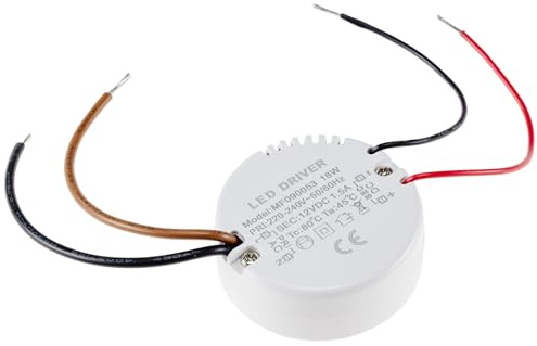 LED Trafo 12V 18W Netzteil Rund CT-18E AC/DC Transformator | 55x23mm, Passend für Wanddosen Unterputz, 0,5-18W, 230V auf 12V Gleichspannung, Nicht Dimmbar
