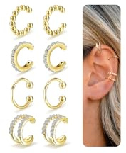 Nelytiya 4 Pares Ear Cuff Pendientes Sin Agujero para Mujer Oro Ajustable Pendientes Ear Cuff Set para Mujer